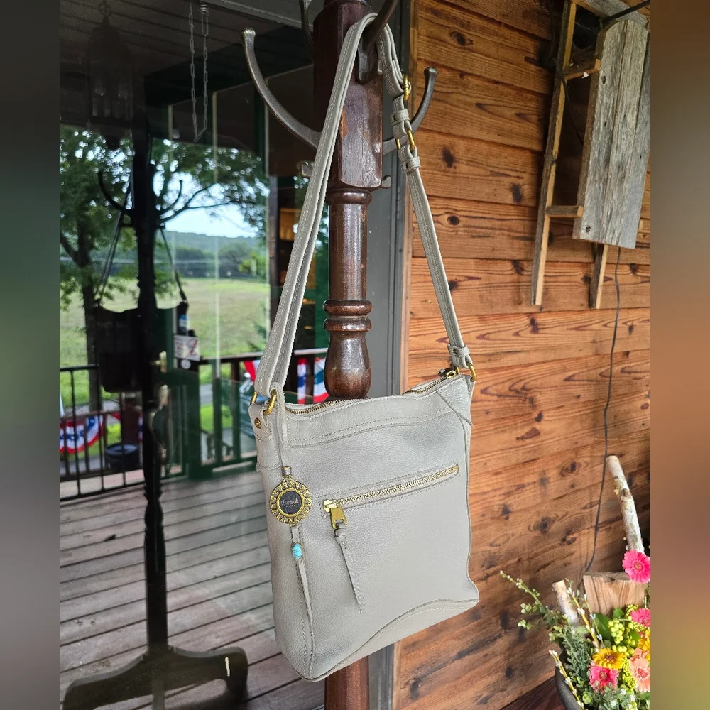 The Sak Collective Tahoe Leather Crossbody Gray Shoulder Bag - Picture 7 of 14